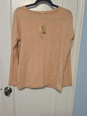 Hem & Thread Peach Long-Sleeve Scoop Neck Top